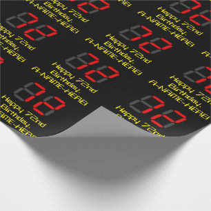 Geburtstag: Red Digital Clock Style "72" + Name Geschenkpapier