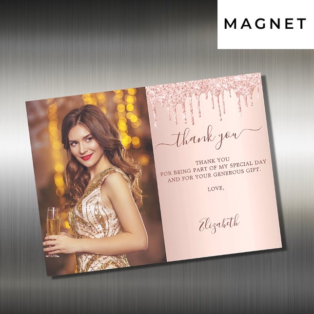 Geburtstag Rose gold Glitzer Foto Magnet vielen Da (Von Creator hochgeladen)