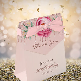 Geburtstag Rose gold pink Glitzer Blumendanke Geschenkschachtel