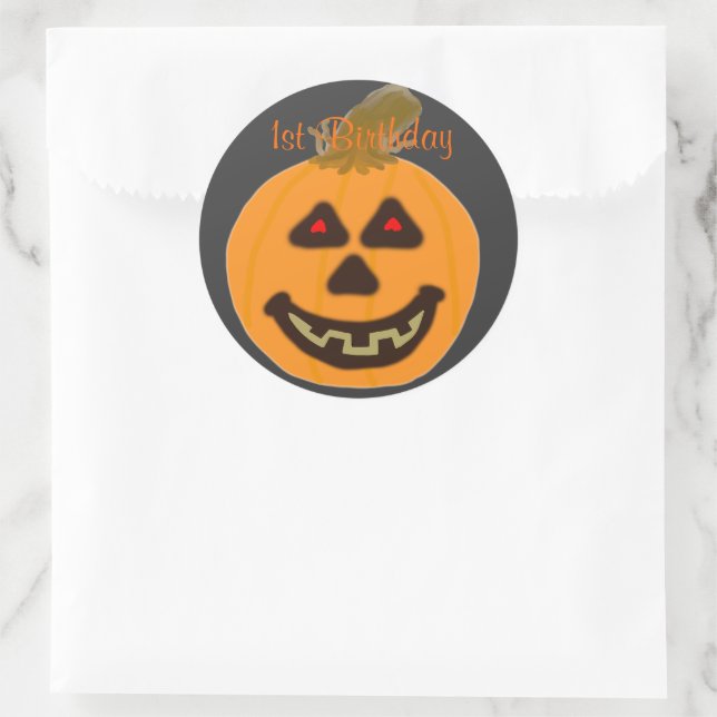 Geburtstag Runde Sticker Lächeln Halloween Pumpkin (Tasche)