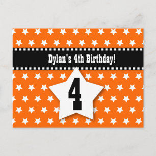 Geburtstag Save the Date D001 ORANGE STARS Ankündigungspostkarte