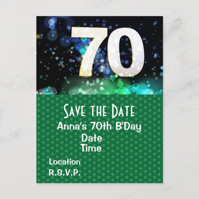 Geburtstag Save the Date Grüne Postkarte (Vorderseite)