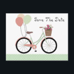 Geburtstag Save the Date Postkarte<br><div class="desc">niedliche Abbildung eines Fahrrads.</div>