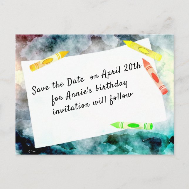 Geburtstag Save the Date Postkarte (Vorderseite)