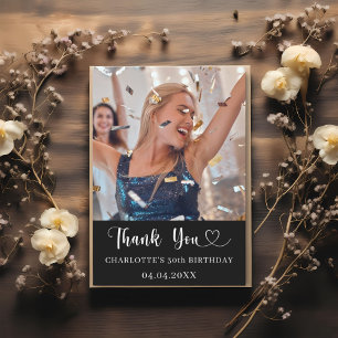 Geburtstag Schwarz-weißes Foto Dankeskarte