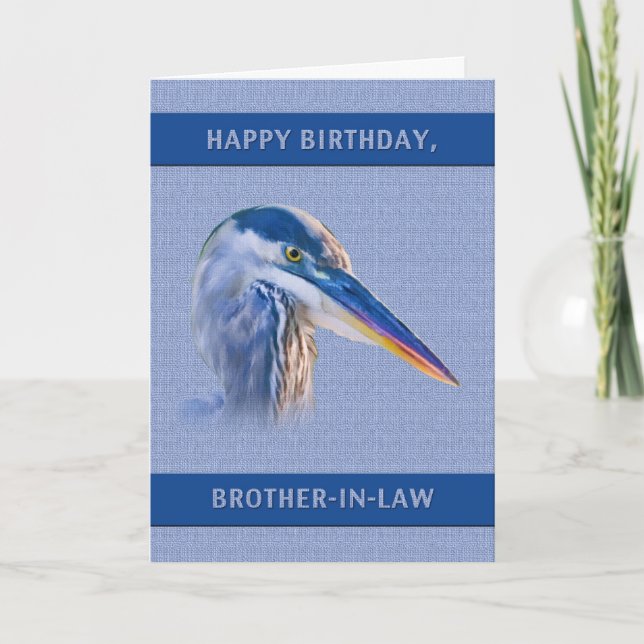 Geburtstag, Schwiegerbruder, großer blauer Heron Karte (Vorderseite)