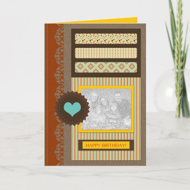 Geburtstag (Scrapbook) Karte (Vorderseite)