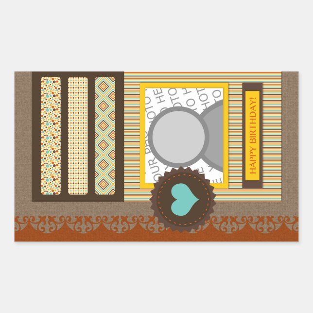 Geburtstag (Scrapbook) Rechteckiger Aufkleber (Vorderseite)