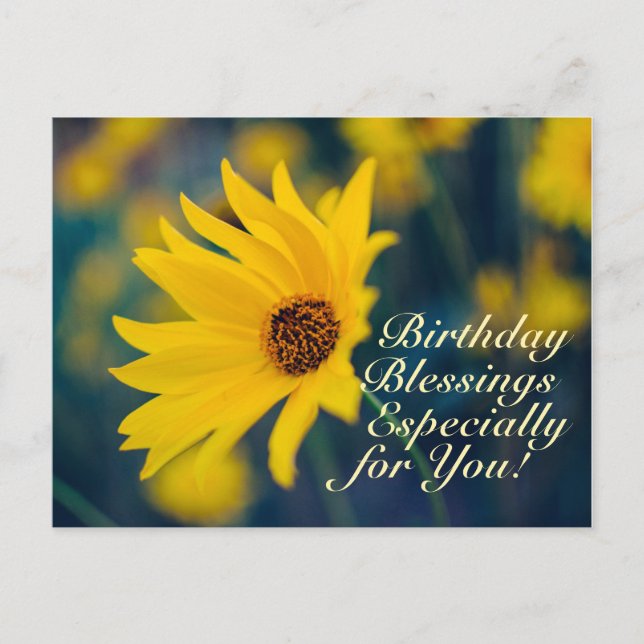 Geburtstag Segen Gebet Gelbe Wildblume Postkarte (Vorderseite)