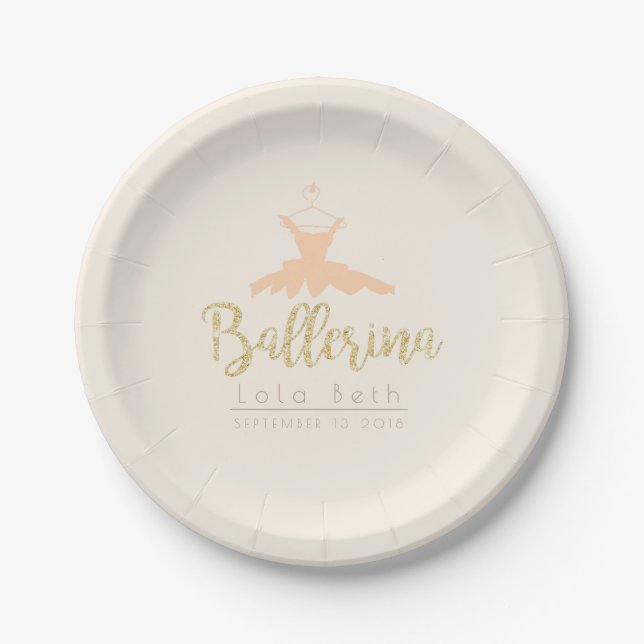 Geburtstag Shabby Chic-Ballerinatutu-| Pappteller (Vorderseite)