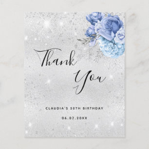 Geburtstag silberblauen Flora Dankeschön Karte