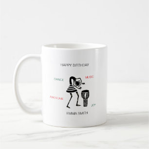 Geburtstag, Silhouette Afrikanisches Trommelmädche Kaffeetasse