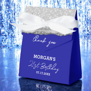 Geburtstag Silver Royal Blue Glitzer Name Vielen D Geschenkschachtel