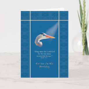 Geburtstag, Sohn, religiös, Graureiher-Vogel Karte