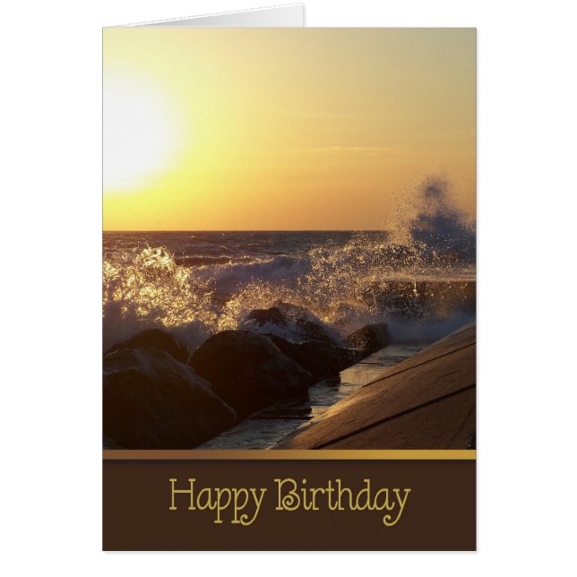 Geburtstag Sonnenuntergang über Strandfelsen (Vorne)