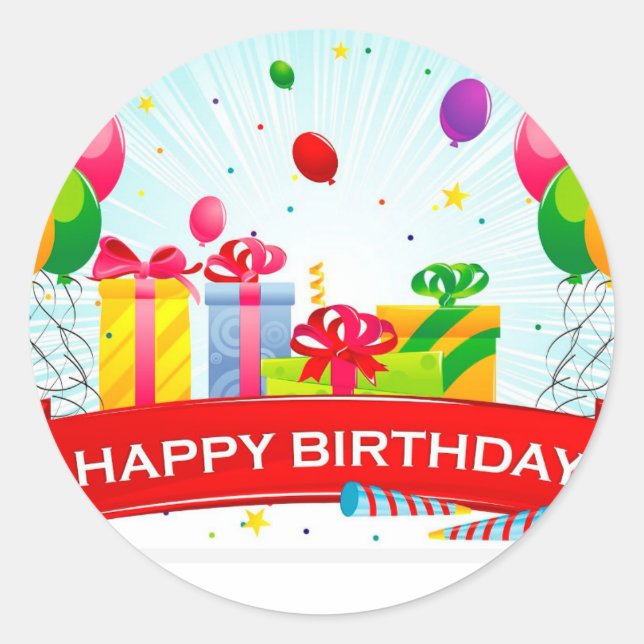 Geburtstag Sticke Runder Aufkleber (Vorderseite)
