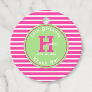 Geburtstag Streifen Pink ⎮ Weiß Grün Gewürzmarke Geschenkanhänger