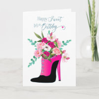 Geburtstag Sweet 16. Blume in High Heel Shoe Car