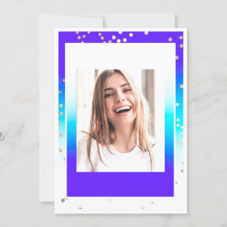 Geburtstag Sweet 16. Graduate Blue Gold Confetti Einladung