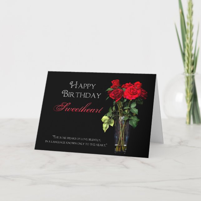 Geburtstag - Sweetheart - Rote Rosen Karte (Vorderseite)