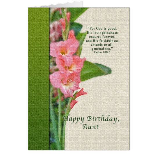 Geburtstag, Tante, rosa Gladiolus Karte