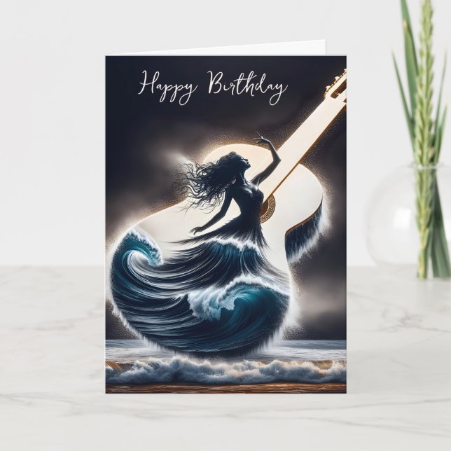 Geburtstag Tänzer in Gitarrenwelle Karte (Vorderseite)