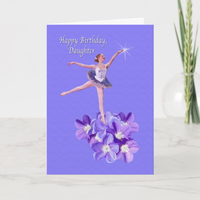 Geburtstag, Tochter, Ballerina und Violets Karte (Vorderseite)