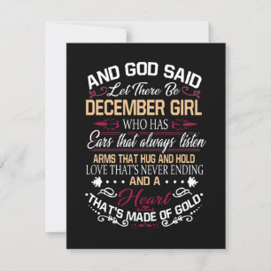 Geburtstag   Und Gott sagte, lass es Dezember-Mädc Einladung