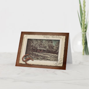 GEBURTSTAG - VATER - VINTAGER SEESZENE KARTE