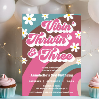 Geburtstag Vibin' Thrivin' DREI Retro Einladung
