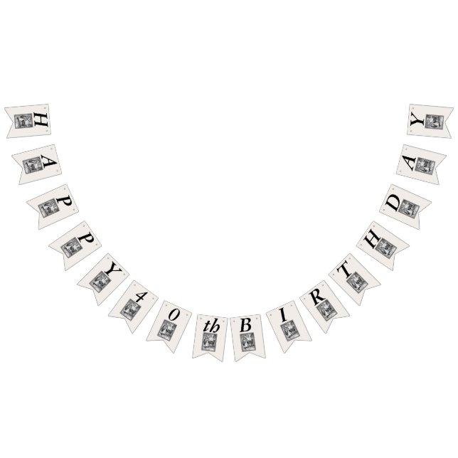 Geburtstag Vintag Riding Hood Wolf Schwarz-weiß Wimpelkette (Alle)