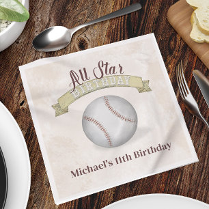 Geburtstag Vintage Whimsical Baseball All Star Par Serviette