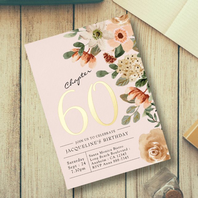 Geburtstag Vintager Blumenpfirsich Kapitel 60 Folieneinladung (Von Creator hochgeladen)