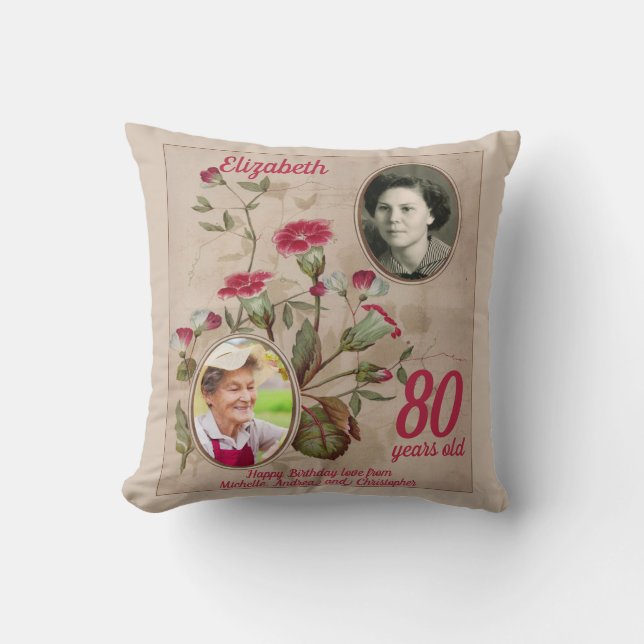 Geburtstag Vintages Foto der Flora Kissen (Vorderseite)