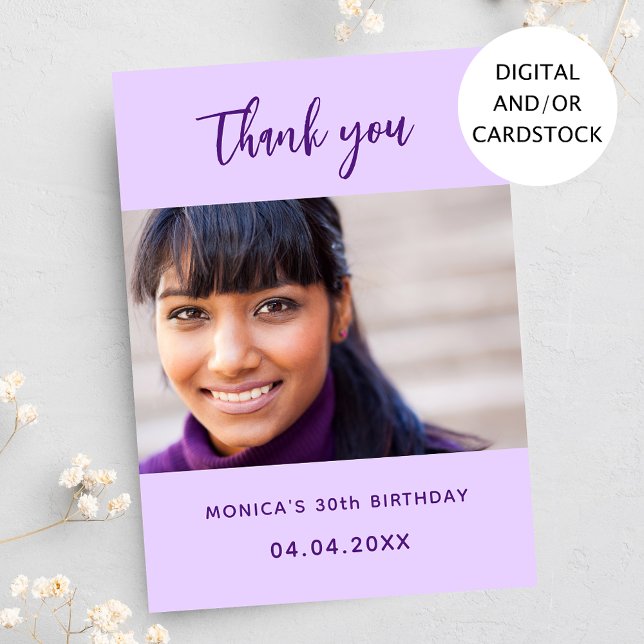 Geburtstag violettes Foto Dank Karte (Von Creator hochgeladen)
