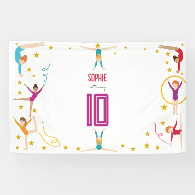 Geburtstag von Akrobatik und Gymnastik Banner (Horizontal)