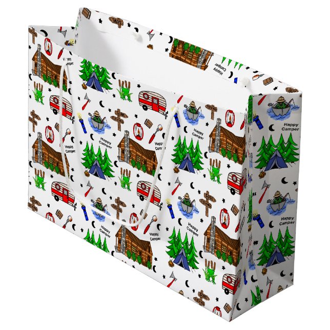 Geburtstag von Camping oder Mittelwesten Große Geschenktüte (Vorderseite Schrägansicht)