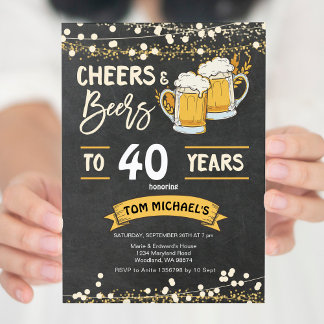 Geburtstag von Chalkboardjubeln und Bieren Einladung