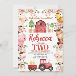 Geburtstag von Mädchen, Landtiere Einladung