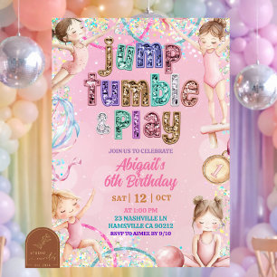 Geburtstag von Turnmädchen mit rosa Pailletten Einladung