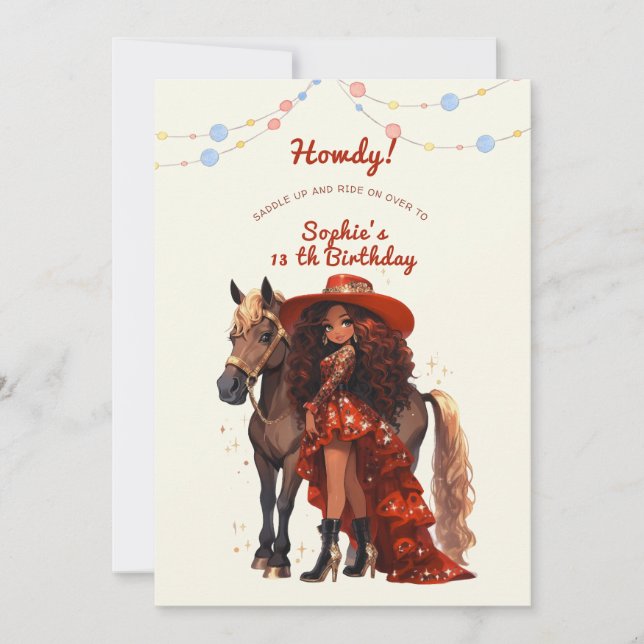 Geburtstag von Wild-West-Cowgirl Einladung (Vorderseite)