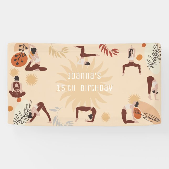 Geburtstag von Yoga-Mädchen Banner (Horizontal)