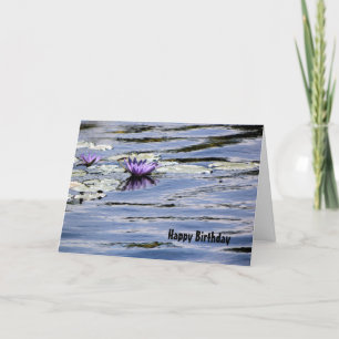 Geburtstag, Wasserlilie in Pastellblau Karte