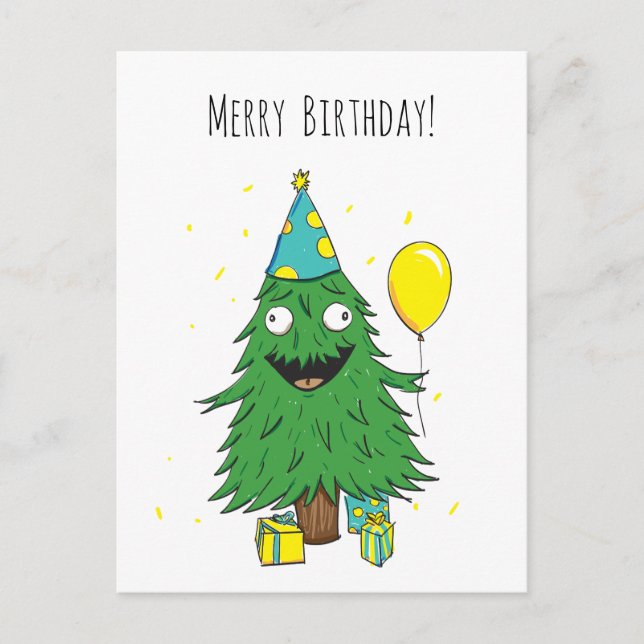 Geburtstag Weihnachtsbaum Postcard Postkarte (Vorderseite)