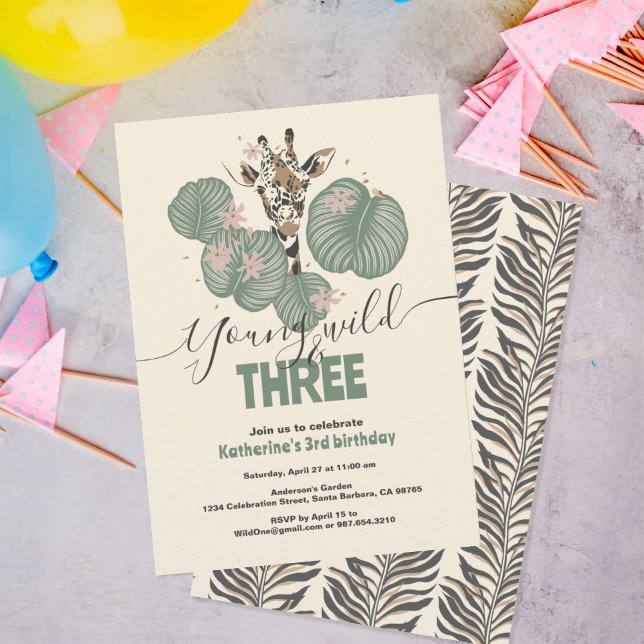 Geburtstag Wild Safari Giraffe Tierisches Party Einladung (Von Creator hochgeladen)