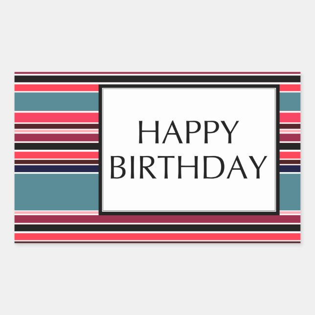 Geburtstag (wineStripes) Rechteckiger Aufkleber (Vorderseite)