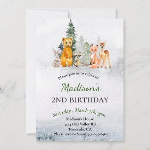 Geburtstag Winter Woodland Tiere Urlaub Einladung