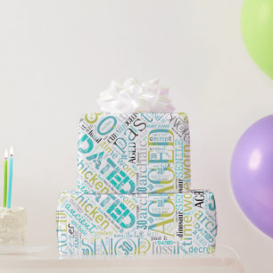 Geburtstag Word Cloud Dreißig Blau-ID266 Geschenkpapier