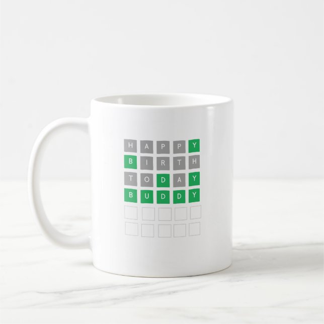 Geburtstag Wordle Tasse Geschenk (Links)