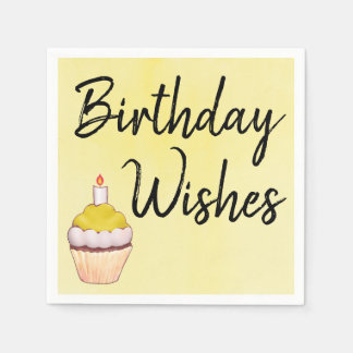 Geburtstag wünscht Cupcake Yellow Serviette